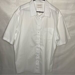 Roundtree & Yorke Gold Label Mens 2XL Tall Button Up Short Sleeve Shirt White